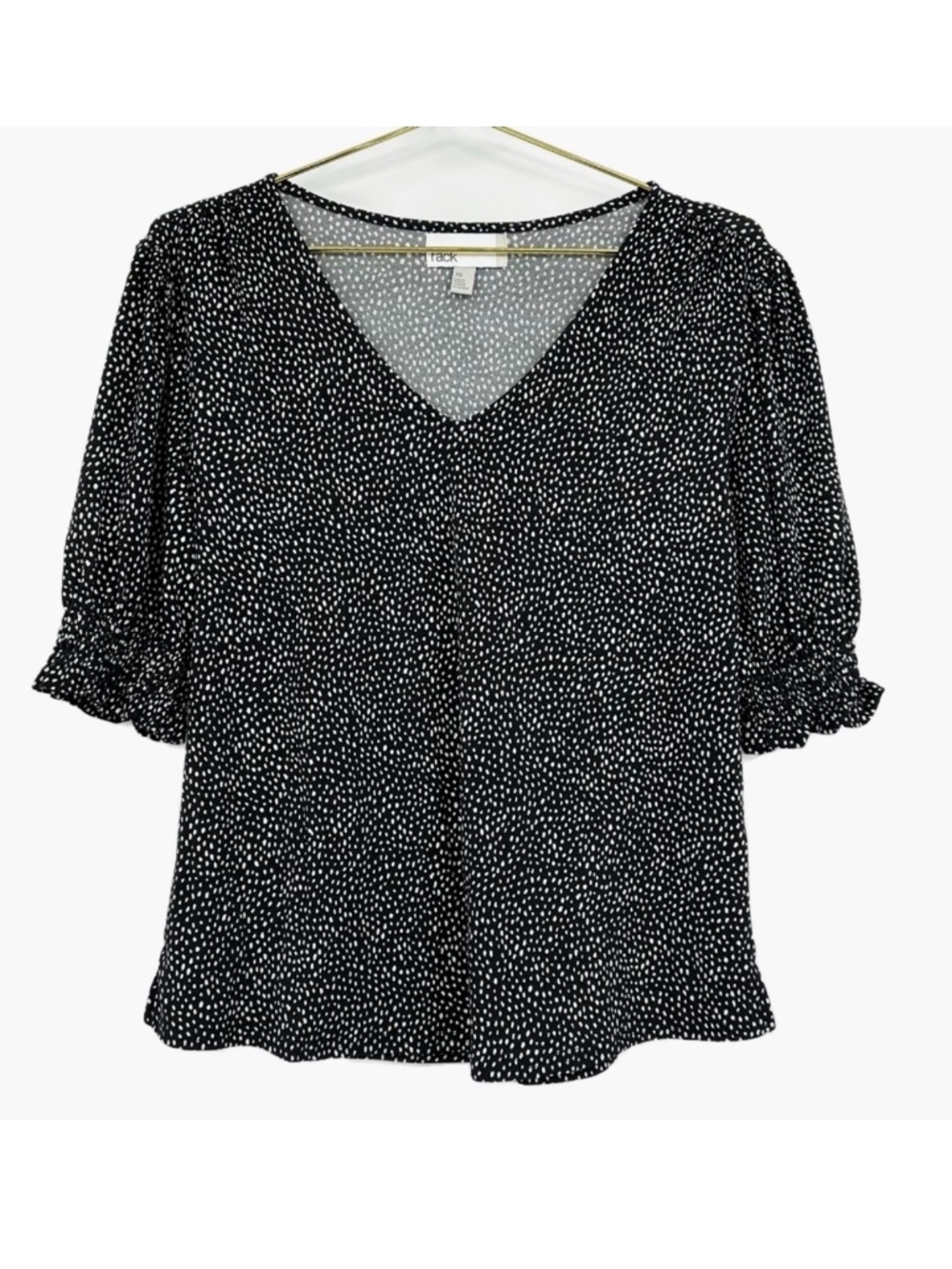 Nordstrom Rack Black White Dot Print V-Neck Puff Sleeve Blouse Women’s XS
